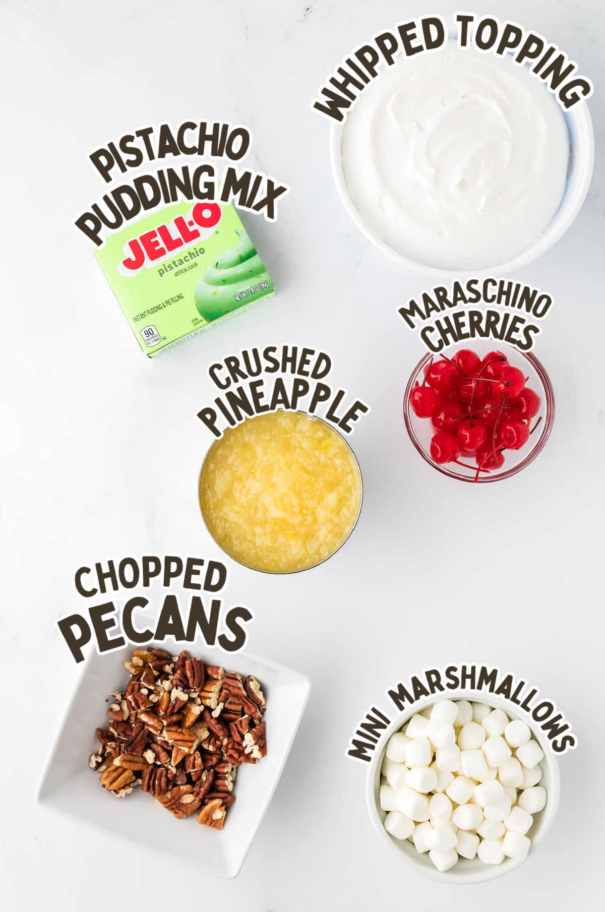 Ingredients needed to make a Watergate Salad.