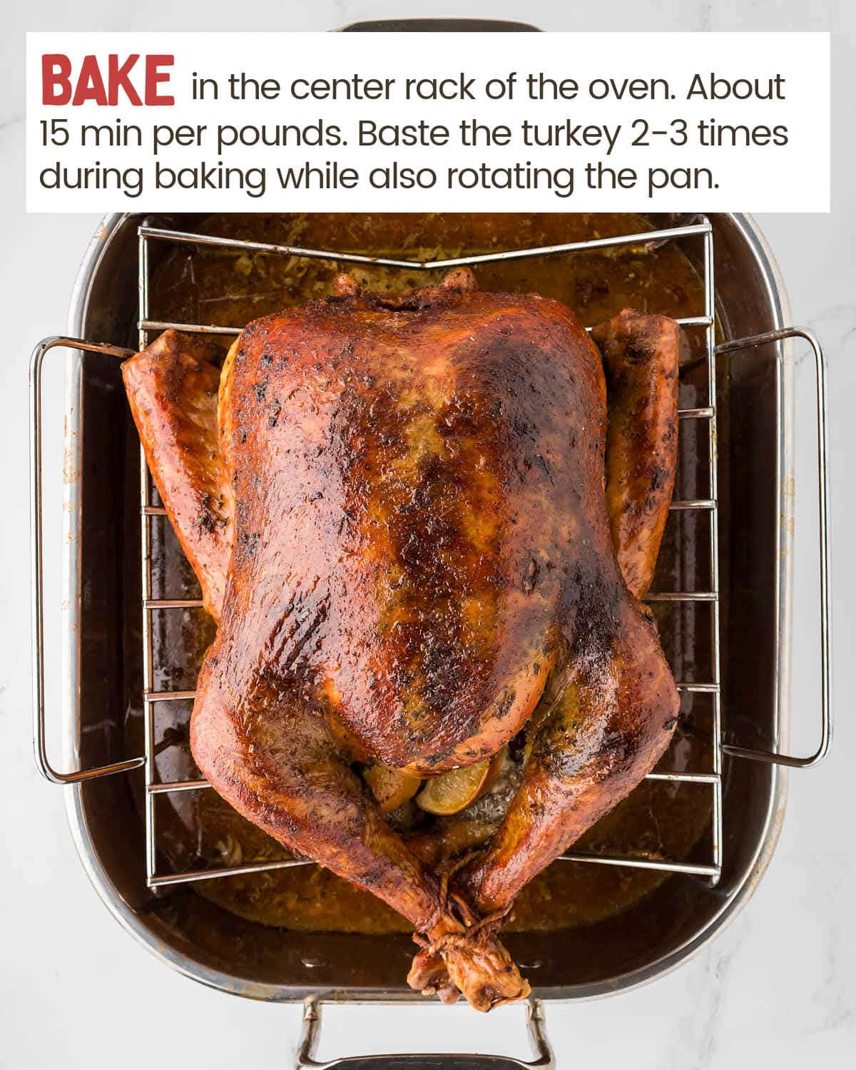 Baking the Turkey in the oven.