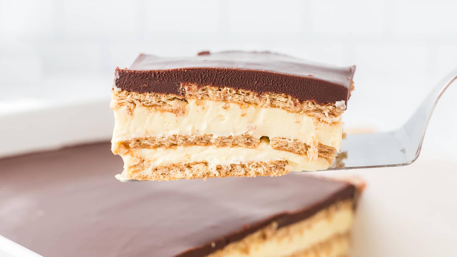Eclair Cake recipe by Cheerful Cook.