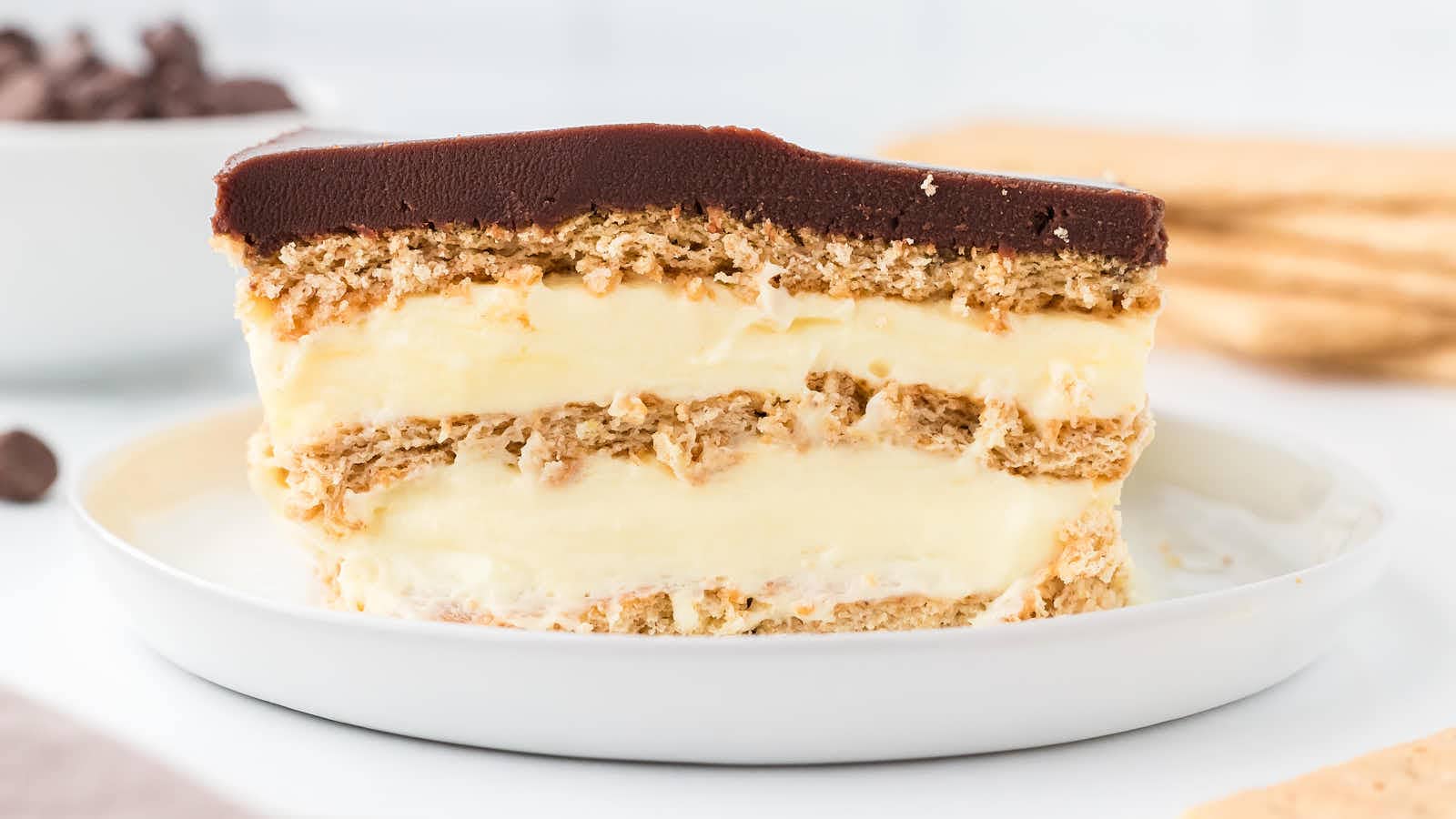 Eclair Cake recipe by Cheerful Cook.