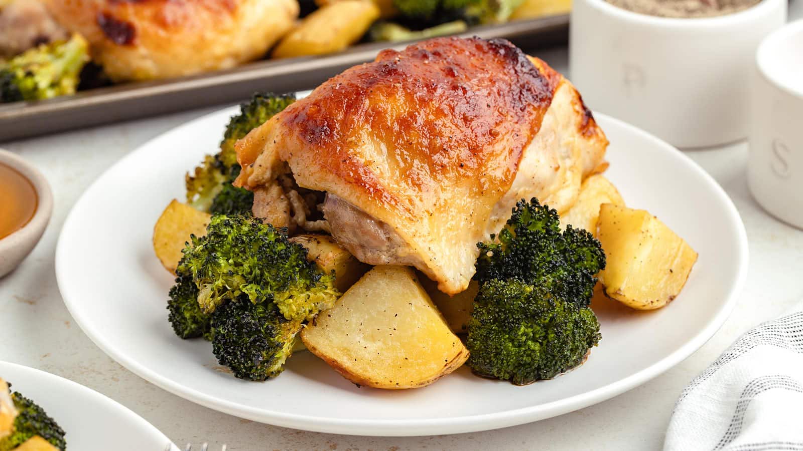 Sheet Pan Chicken Thighs recipe by Cheerful Cook.