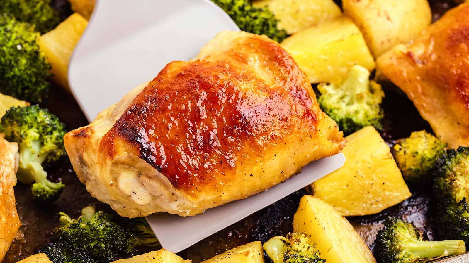 Sheet Pan Chicken Thighs recipe by Cheerful Cook.
