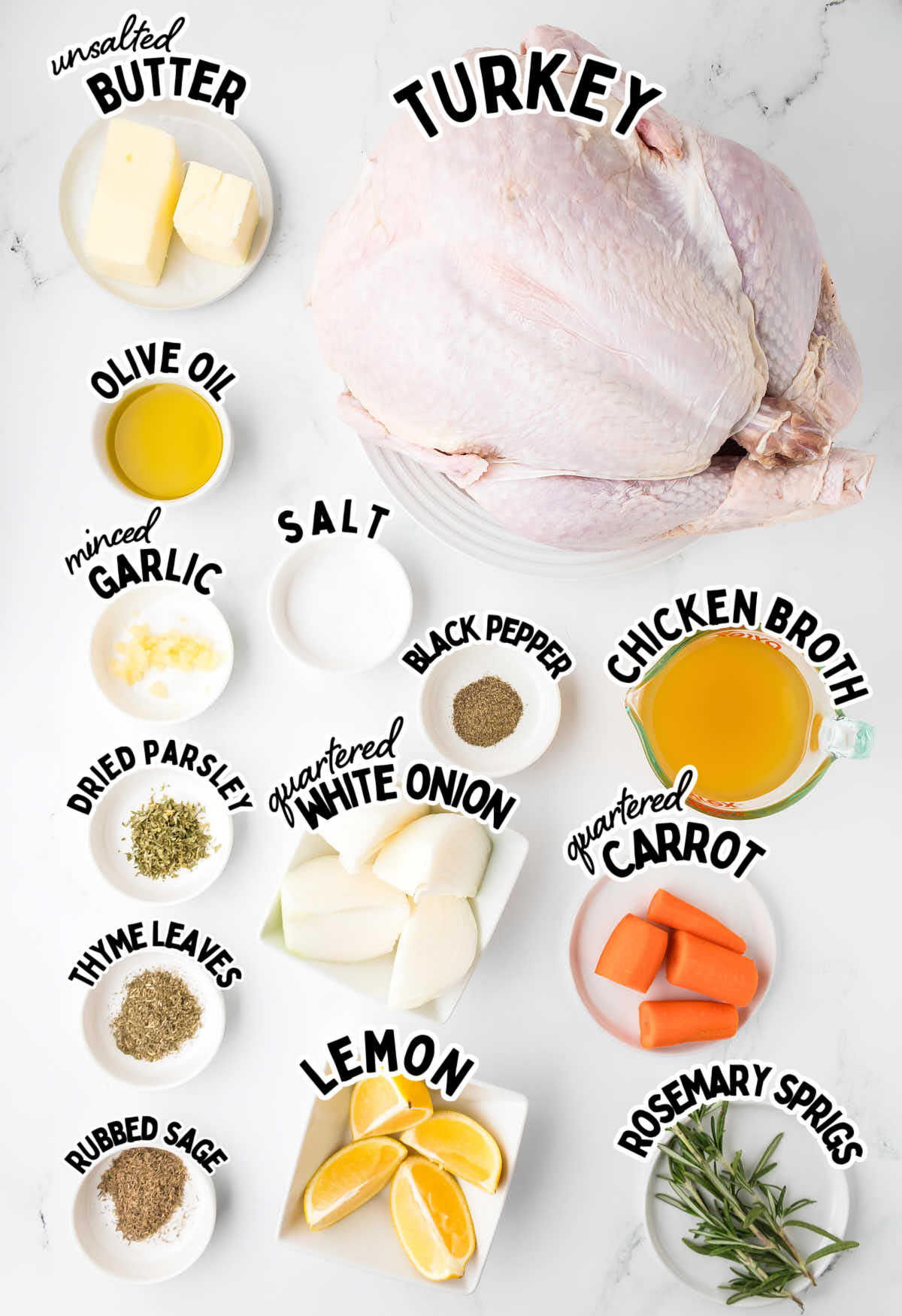 Ingredients needed to make a Classic Turkey.