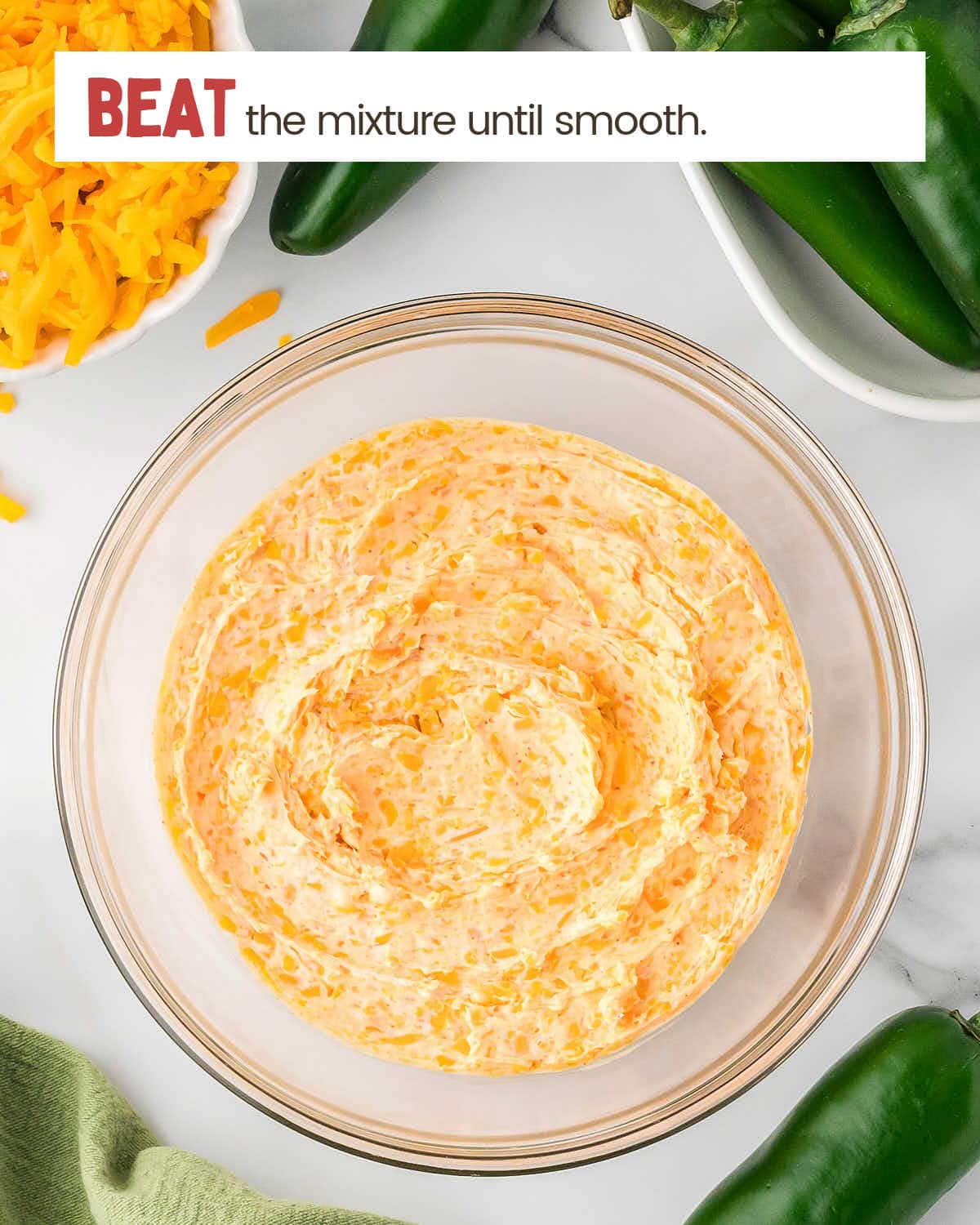 Cheese mixture in bowl.