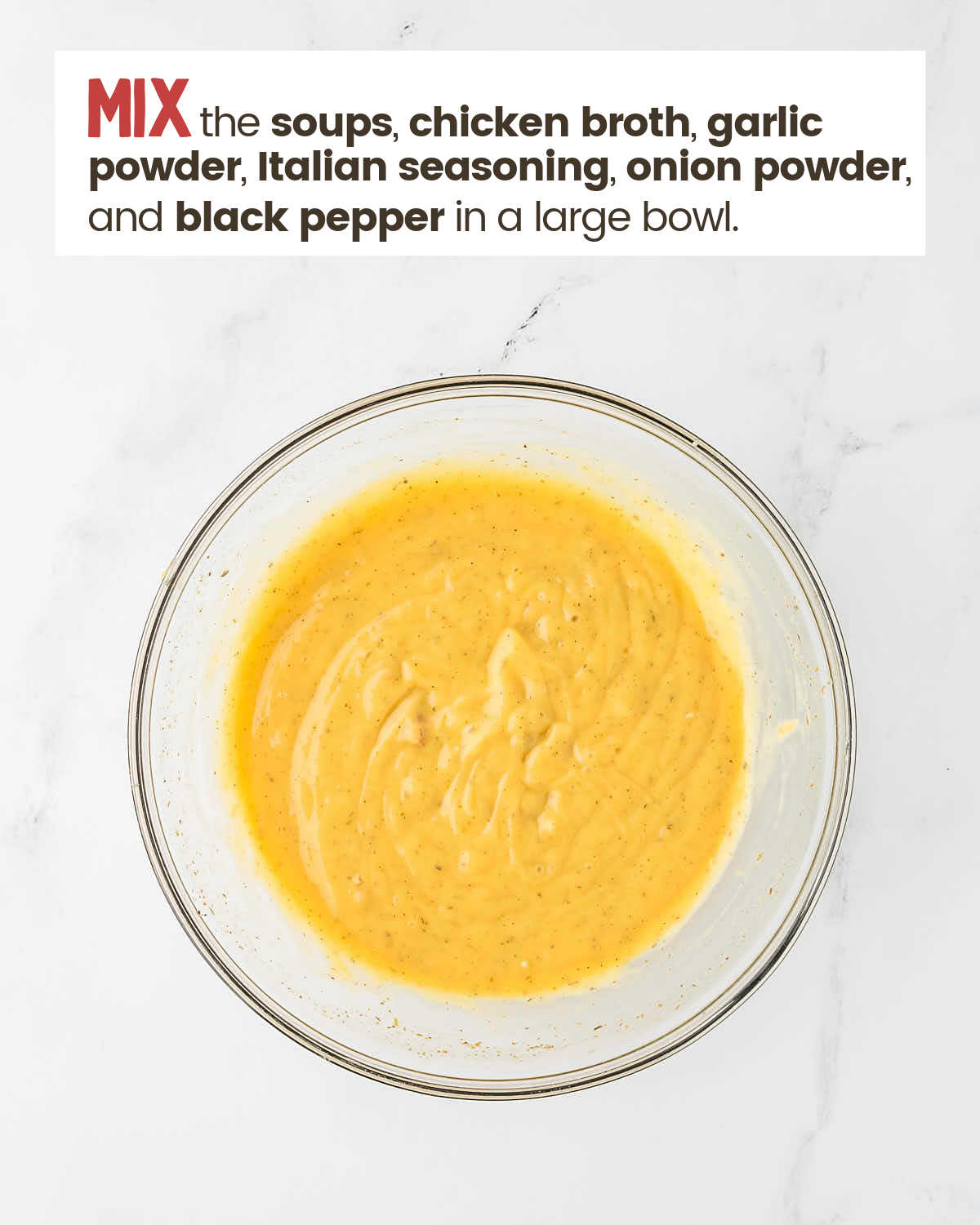 Soup mixture in a large bowl. 