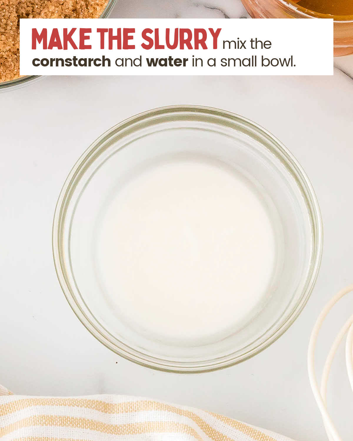 Cornstarch and water slurry in a bowl.