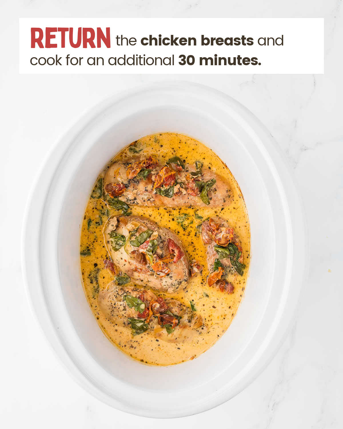 Tuscan Chicken in a slow cooker.
