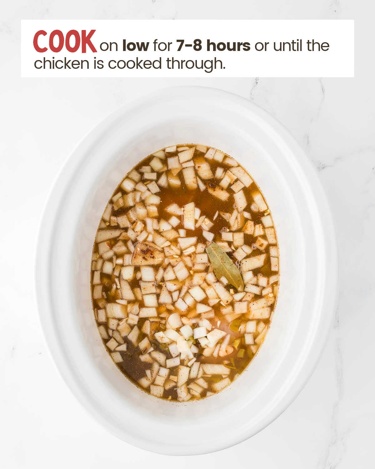 White Chicken Chili ingredients in a slow cooker.