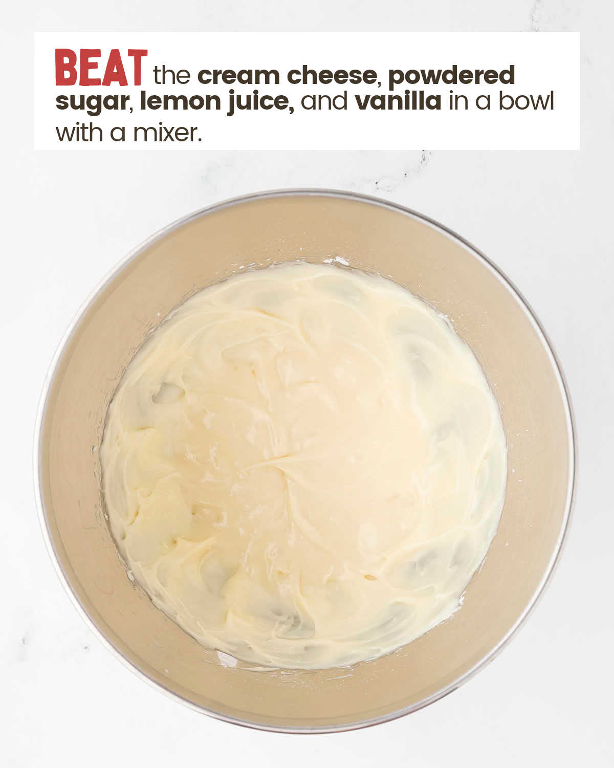 Cream cheese mixture in a bowl.