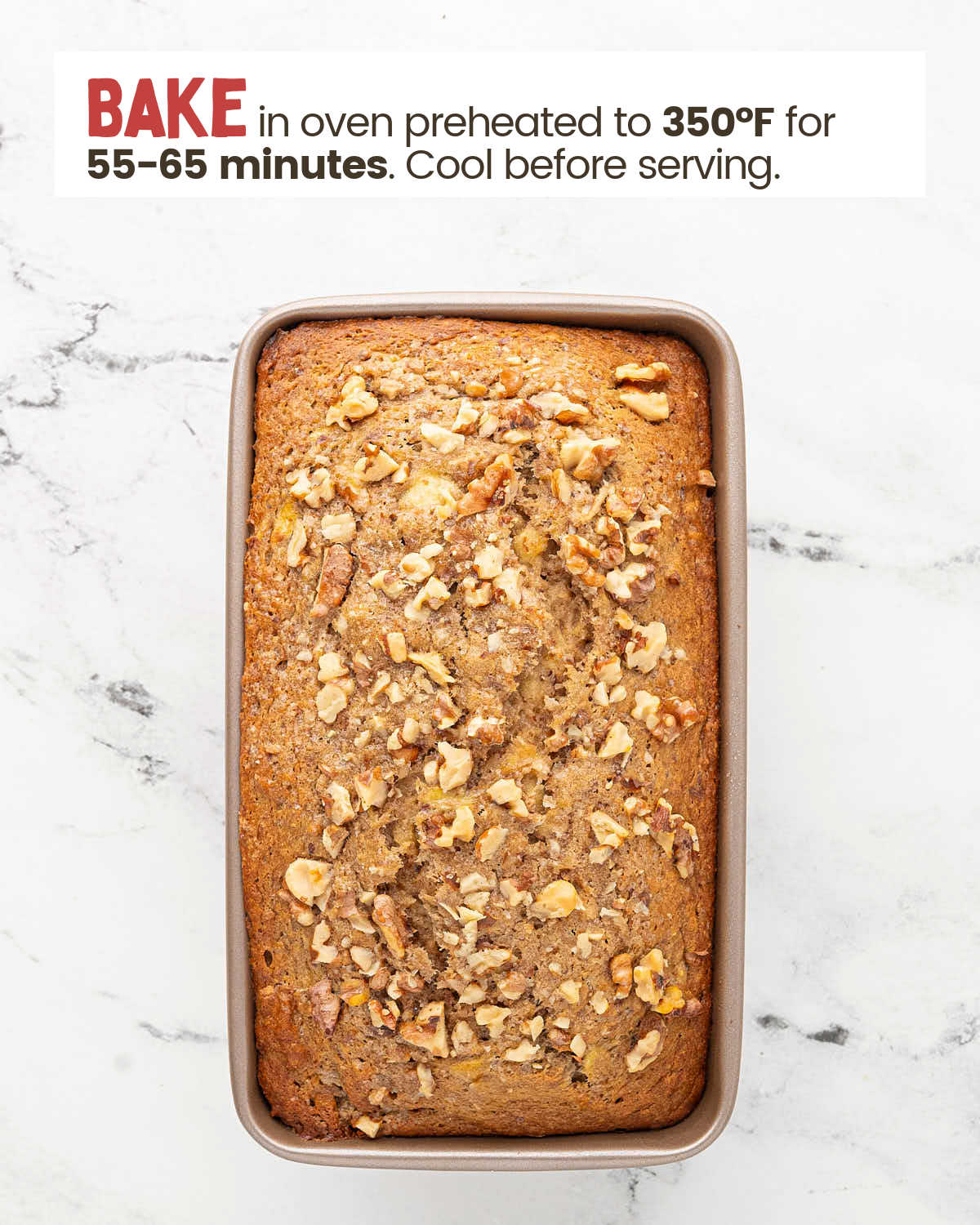 Sourdough banana bread in a loaf pan.