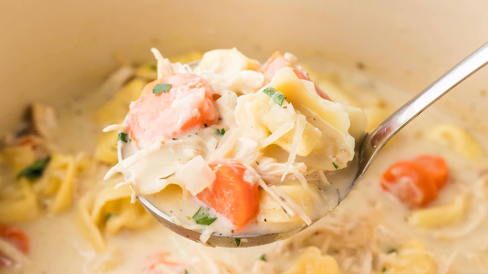 Chicken Tortellini Soup recipe by Cheerful Cook.