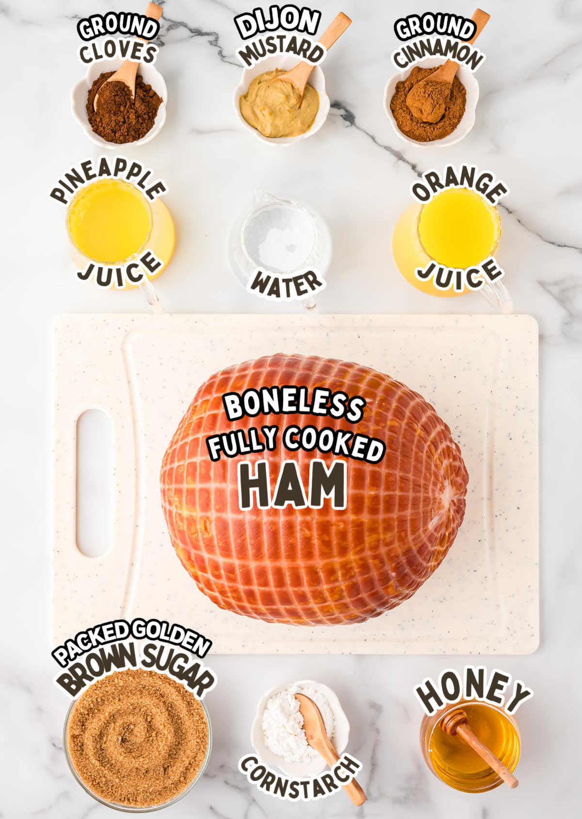 Ingredients needed to make a Glazed Ham in the Crockpot.