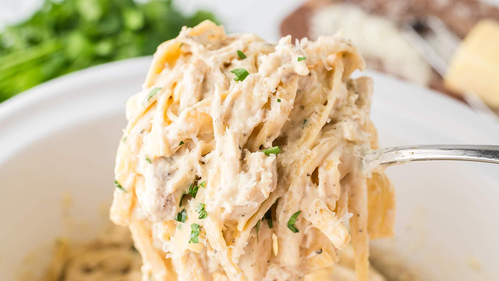 Crockpot Chicken Alfredo recipe by Cheerful Cook.