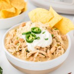Crockpot White Chicken Chili recipe by Cheerful Cook.