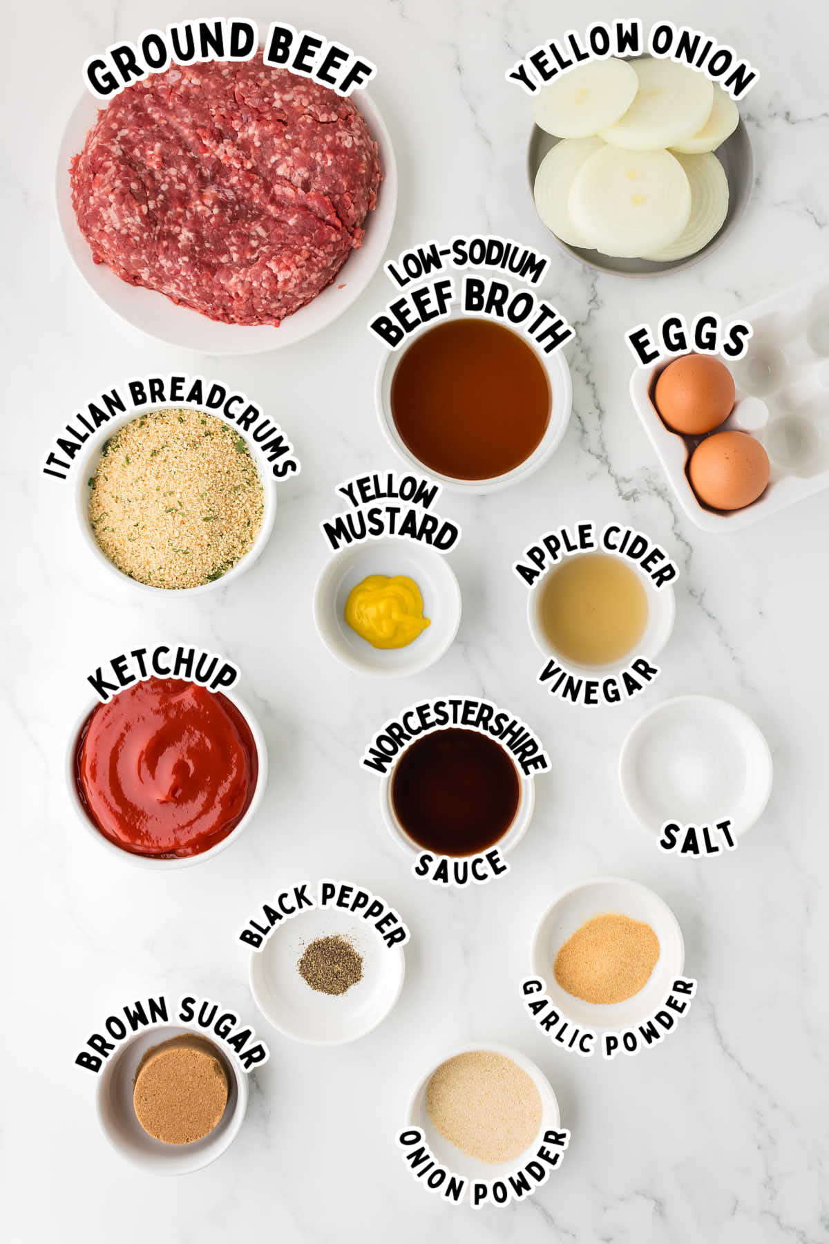 Ingredients needed to make a Crockpot Meatloaf.