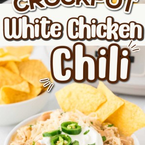 Crockpot White Chicken Chili recipe by Cheerful Cook.