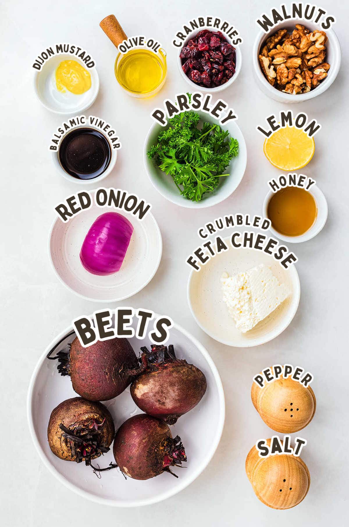 Ingredients needed to make a Beet Salad.