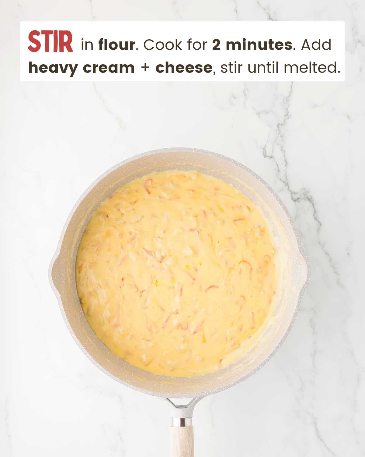 Cheese sauce in a skillet.