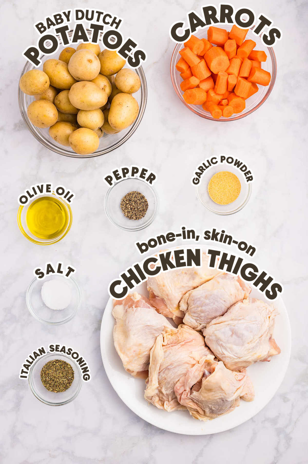 Ingredients needed to make Crockpot Chicken and Potatoes.