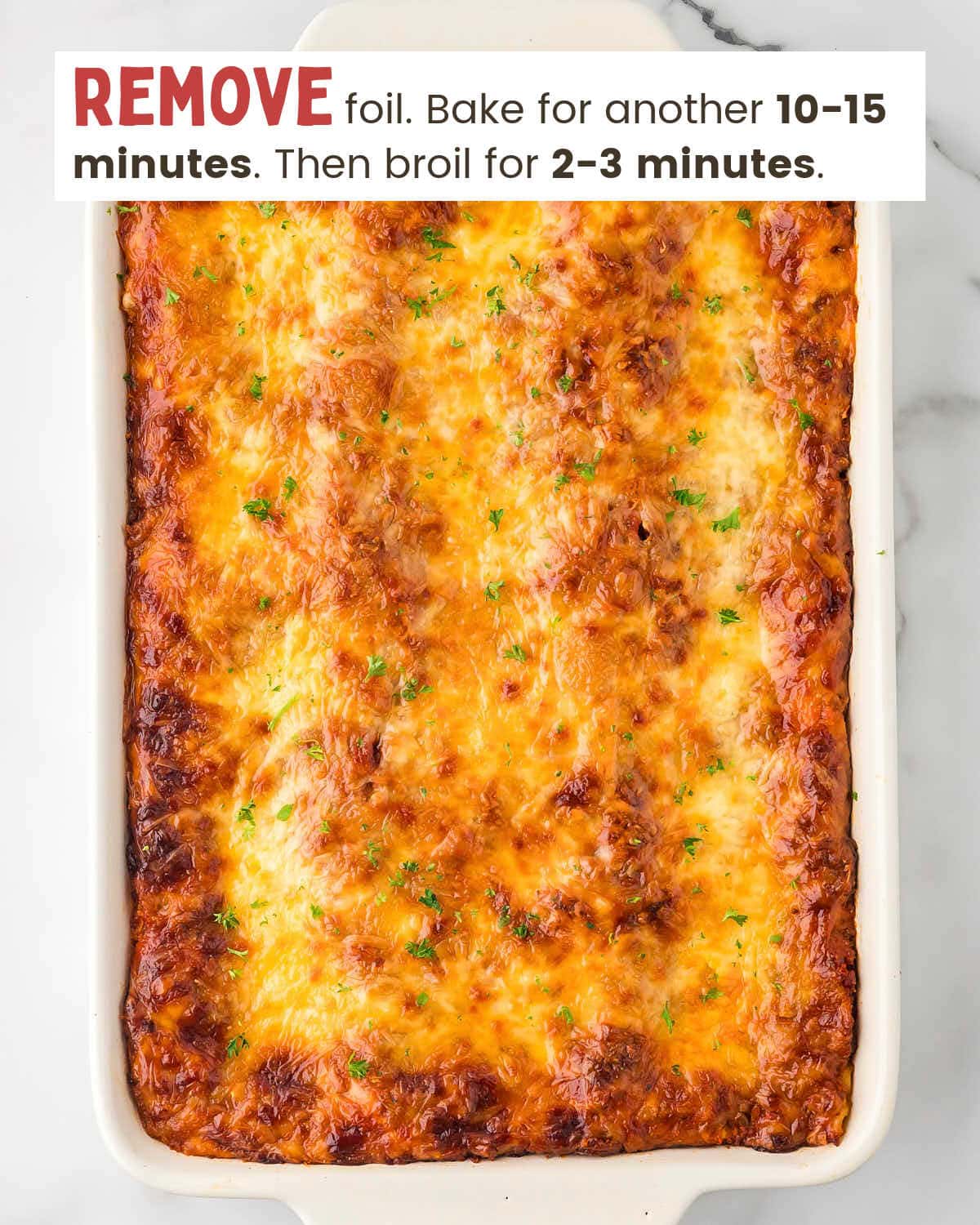 Lasagna in a baking dish
