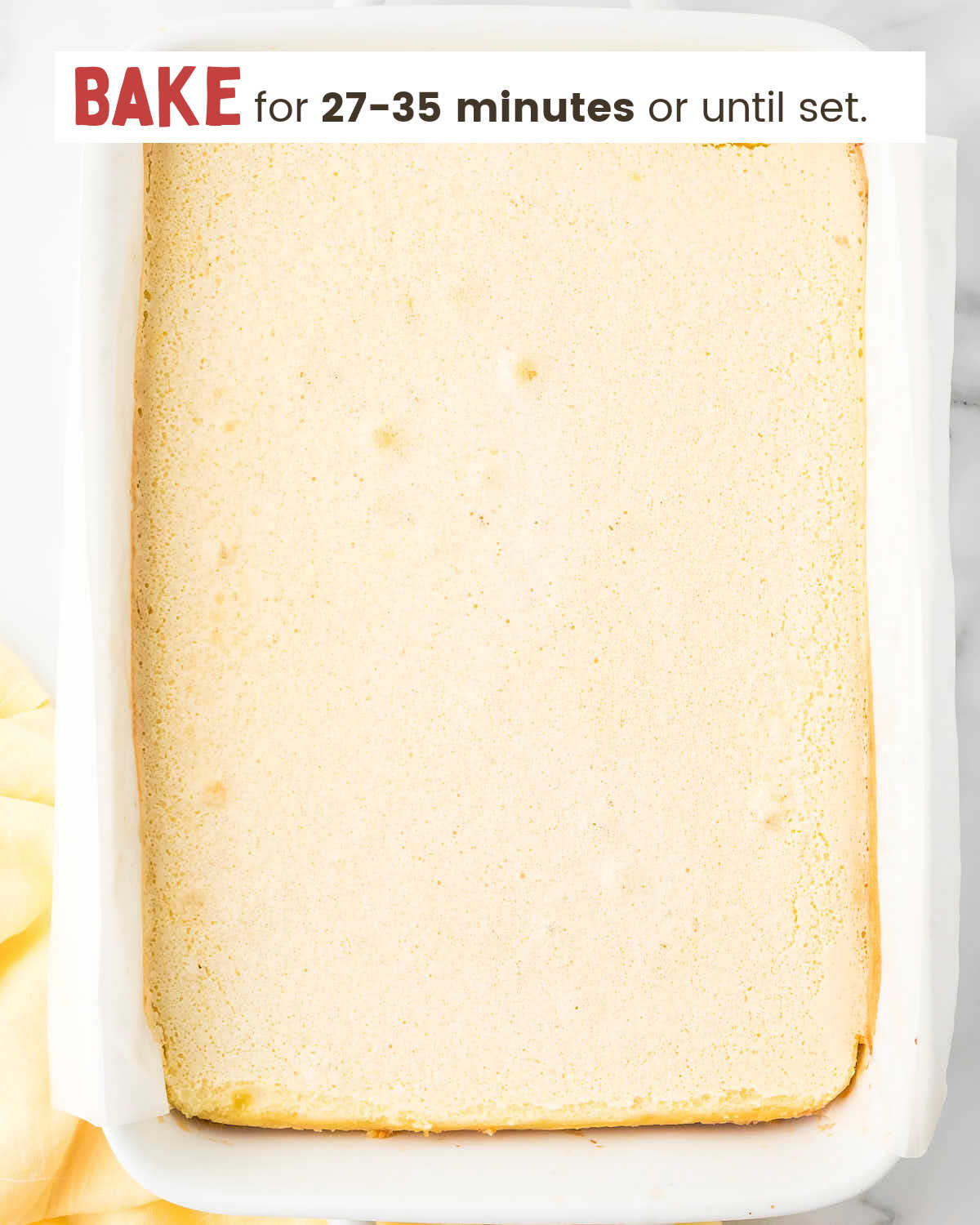 Baked lemon bars in a baking dish.