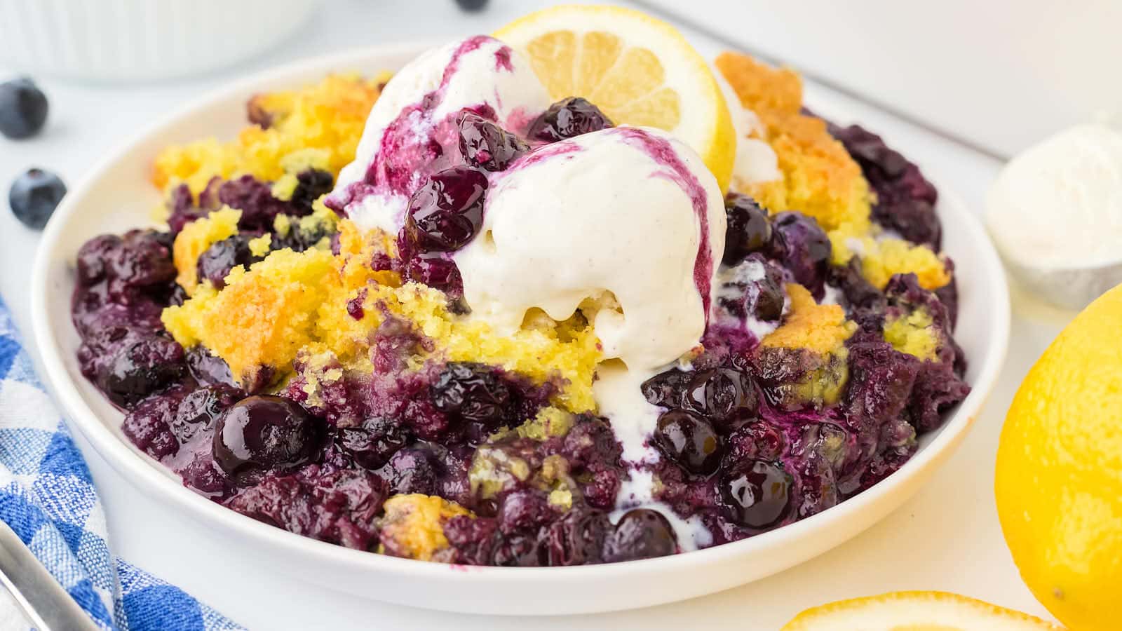 Lemon Blueberry Dump Cake recipe by Cheerful Cook.