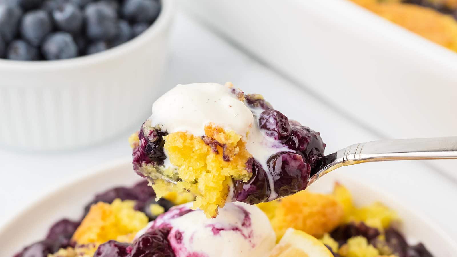 Lemon Blueberry Dump Cake recipe by Cheerful Cook.