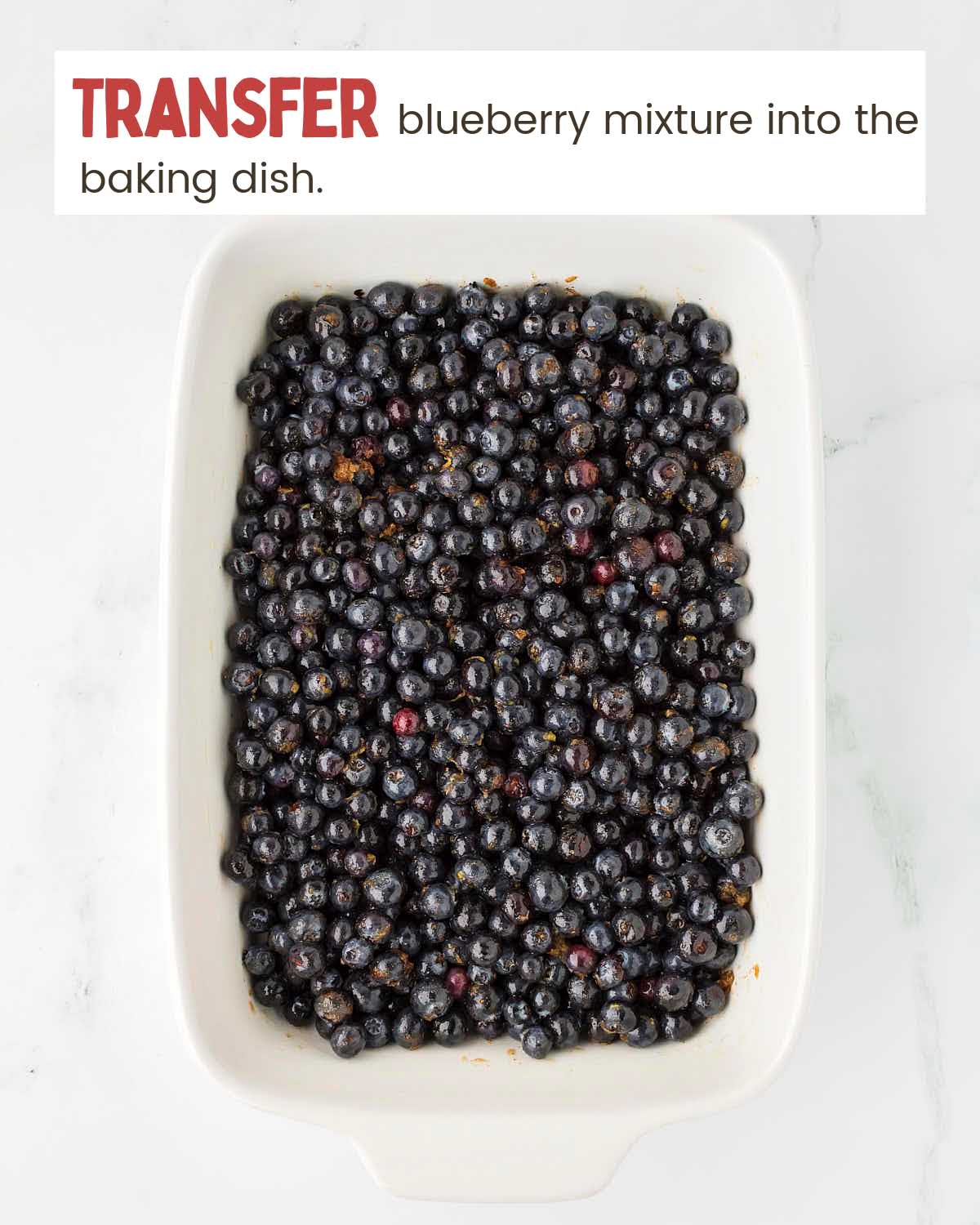 Blueberries in a baking dish.