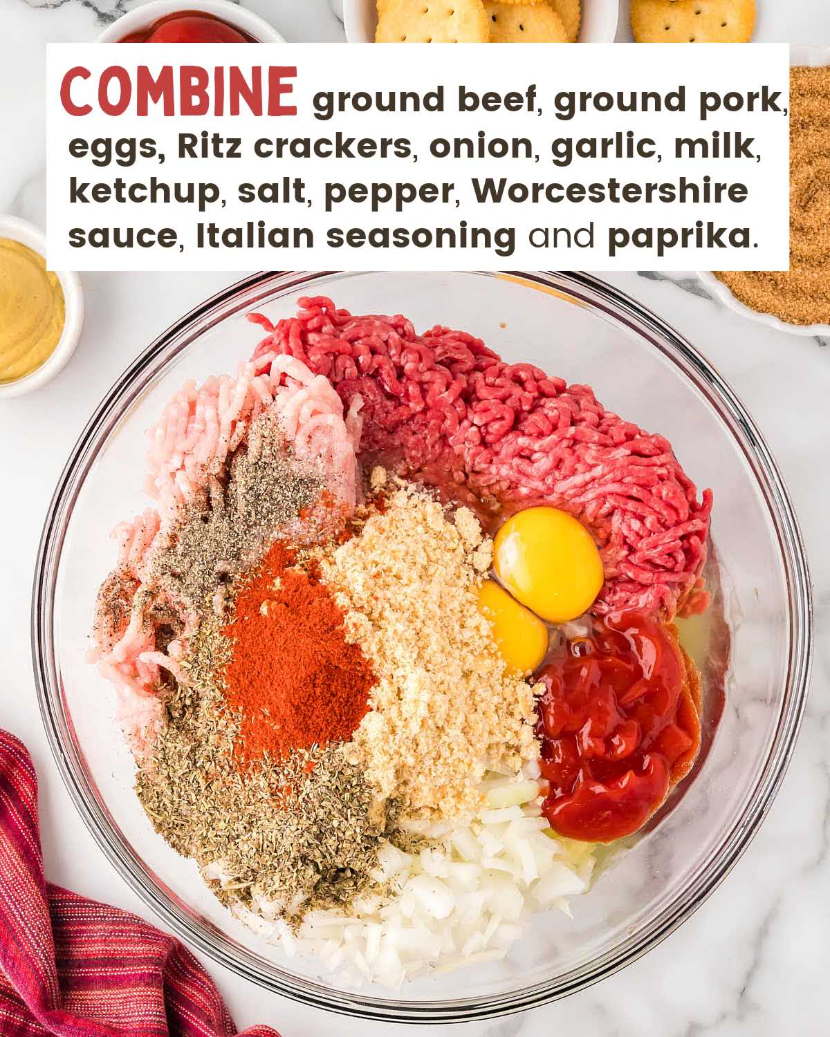 Meatloaf ingredients in a bowl.