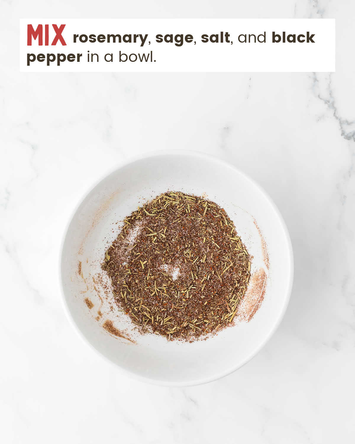 Herb mixture in a bowl. 