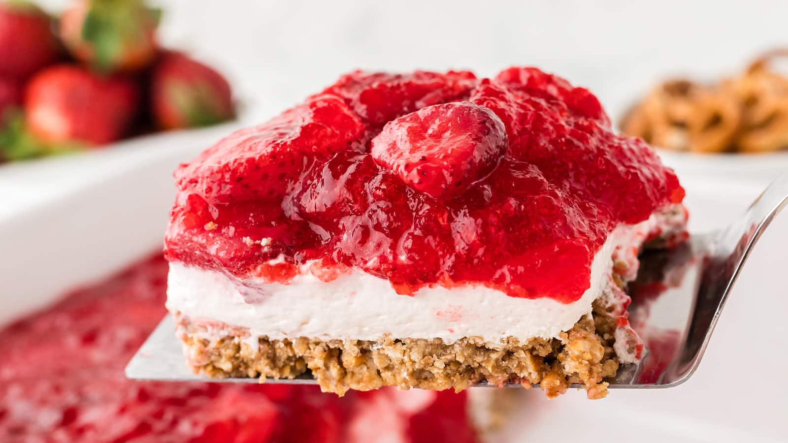 Strawberry Pretzel Salad recipe by Cheerful Cook.