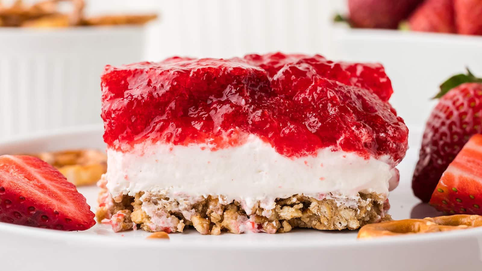 Strawberry Pretzel Salad recipe by Cheerful Cook.