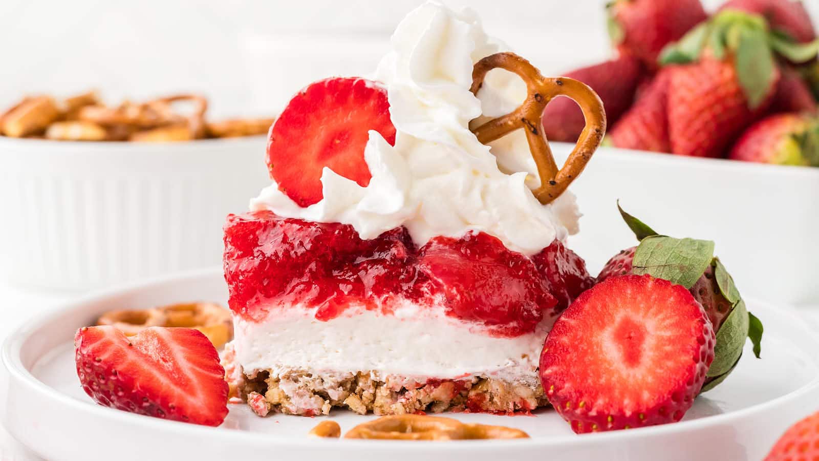 Strawberry Pretzel Salad recipe by Cheerful Cook.