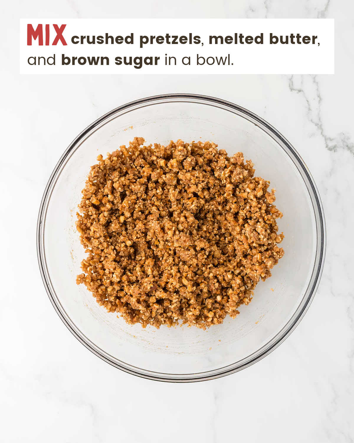 Pretzel crumb mixture in a bowl. 