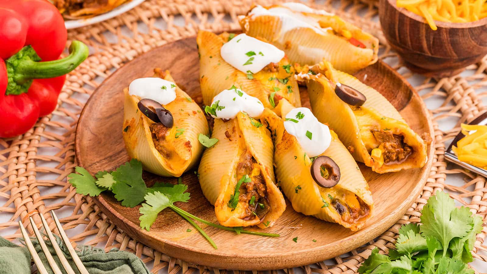 Taco Stuffed Shells recipe by Cheerful Cook.