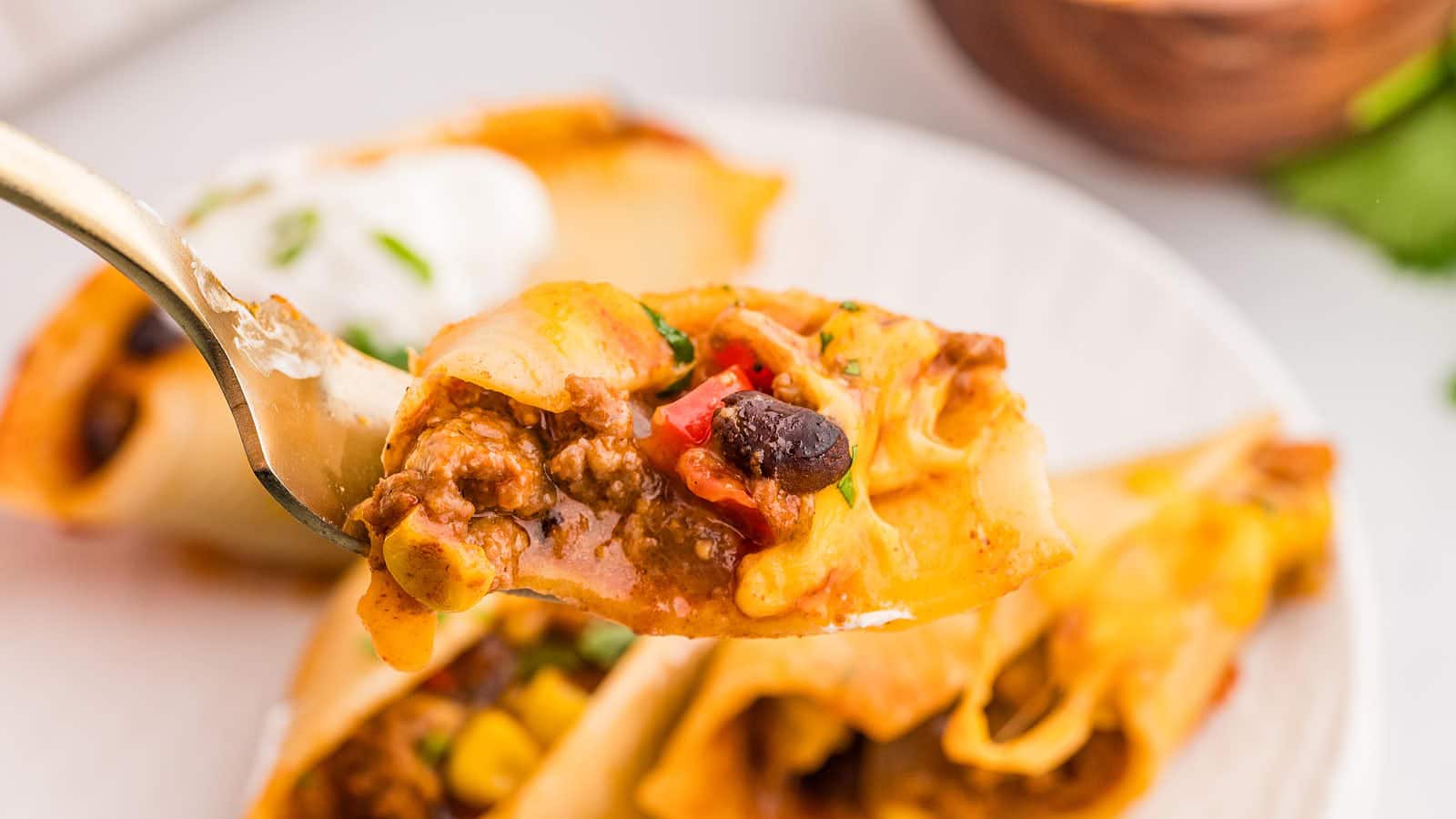 Taco Stuffed Shells recipe by Cheerful Cook.