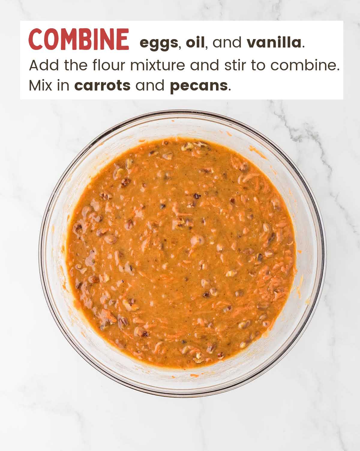 Carrot cake batter in a bowl.