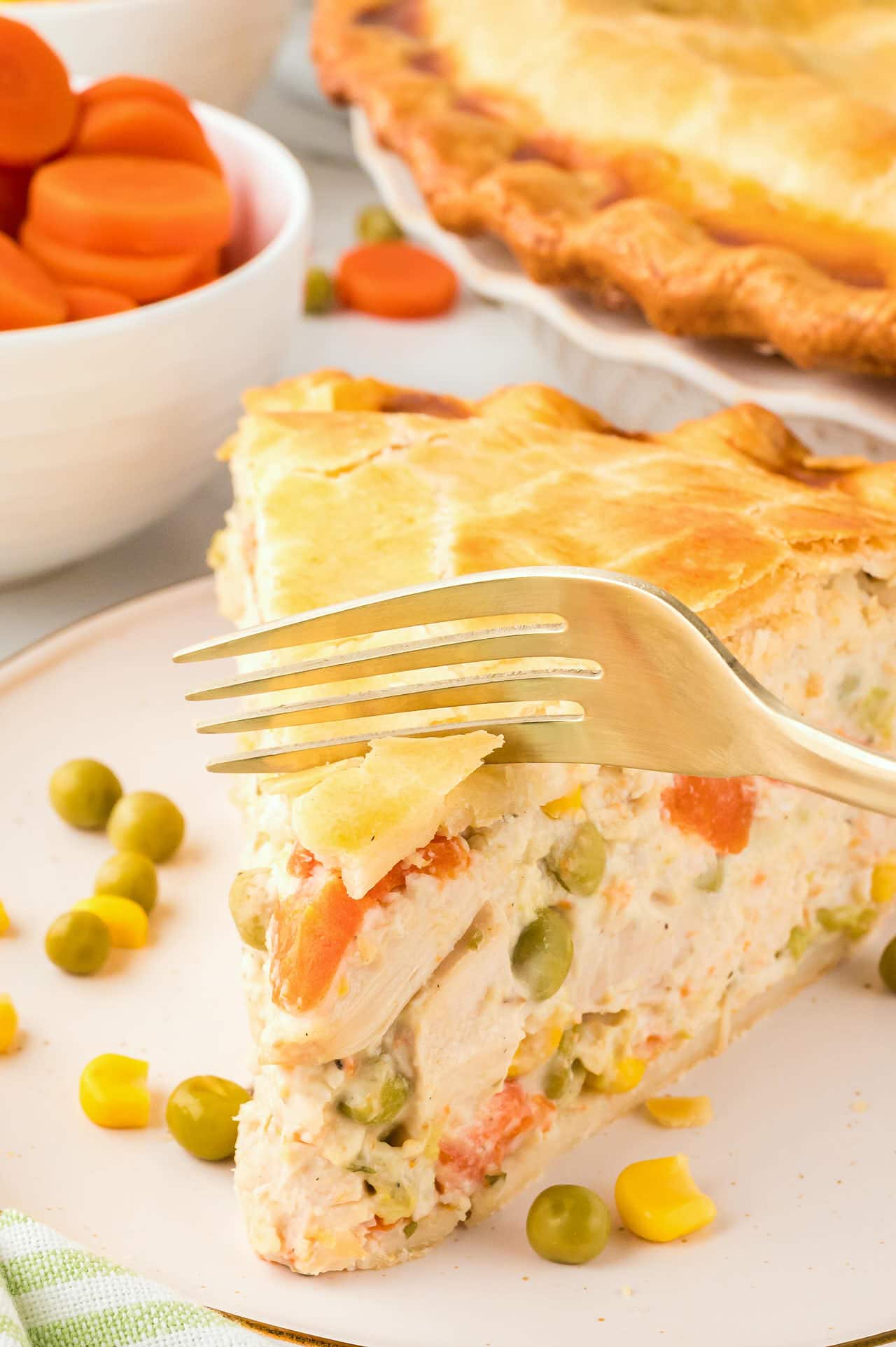 A forkful of Chicken Pot Pie.