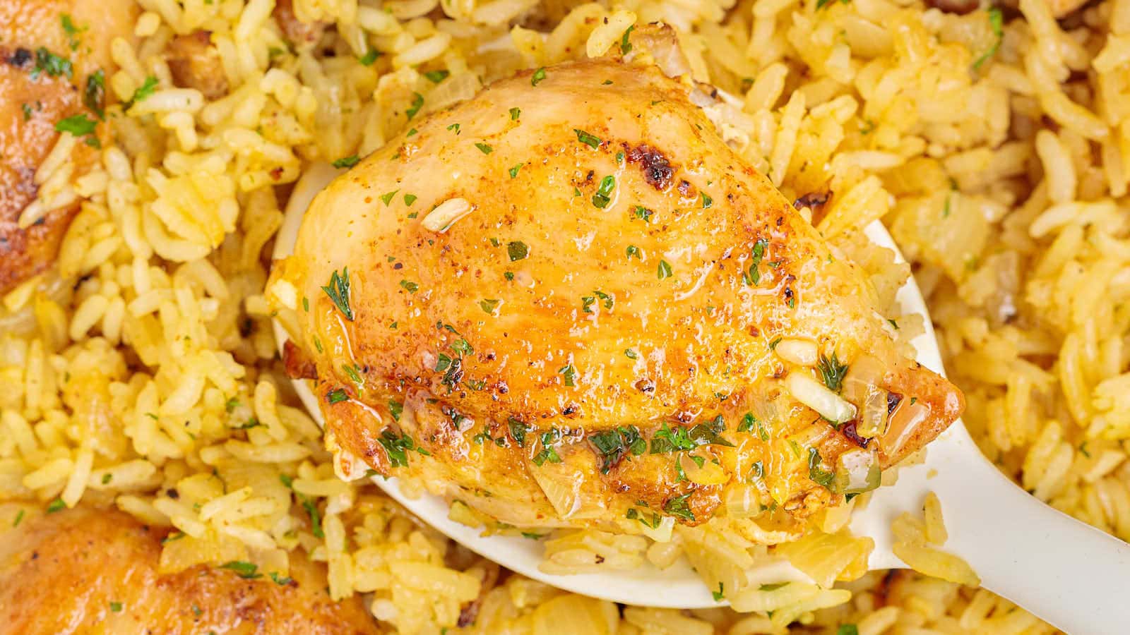Chicken Thighs and Rice recipe by Cheerful Cook.