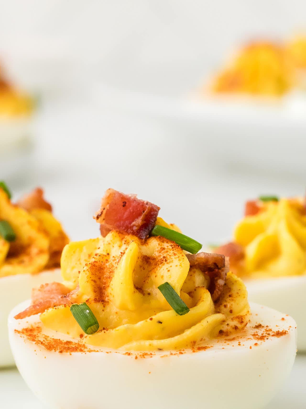 Closeup of a Million Dollar Deviled Egg.