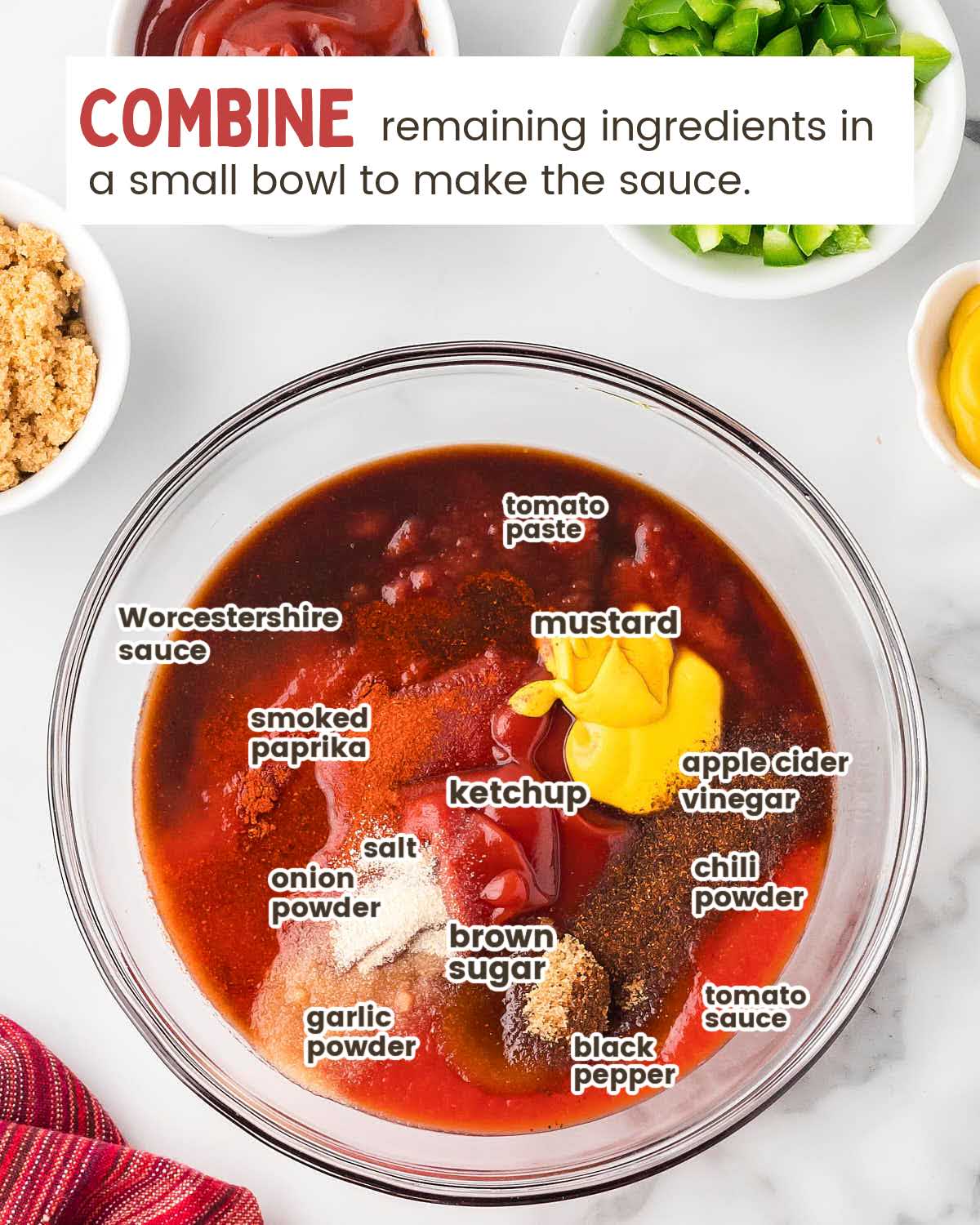 Sloppy Joe sauce ingredients in a mixing blow.