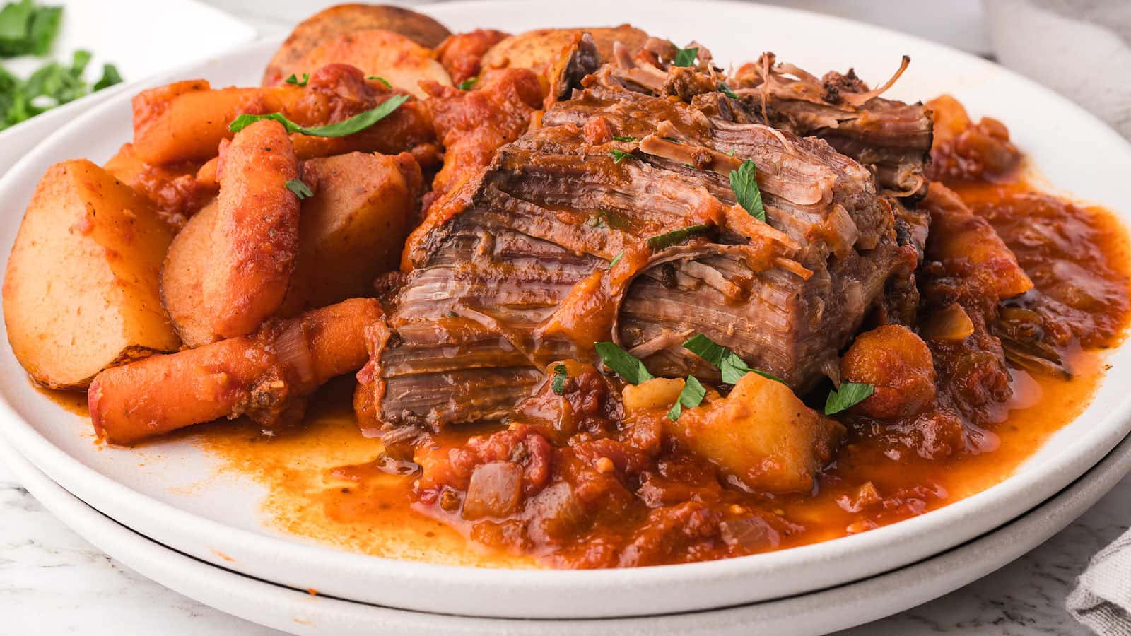 A plate of Slow Cooker Pot Roast.