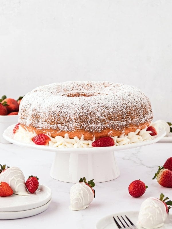 Strawberry Bundt Cake recipe by Cheerful Cook.