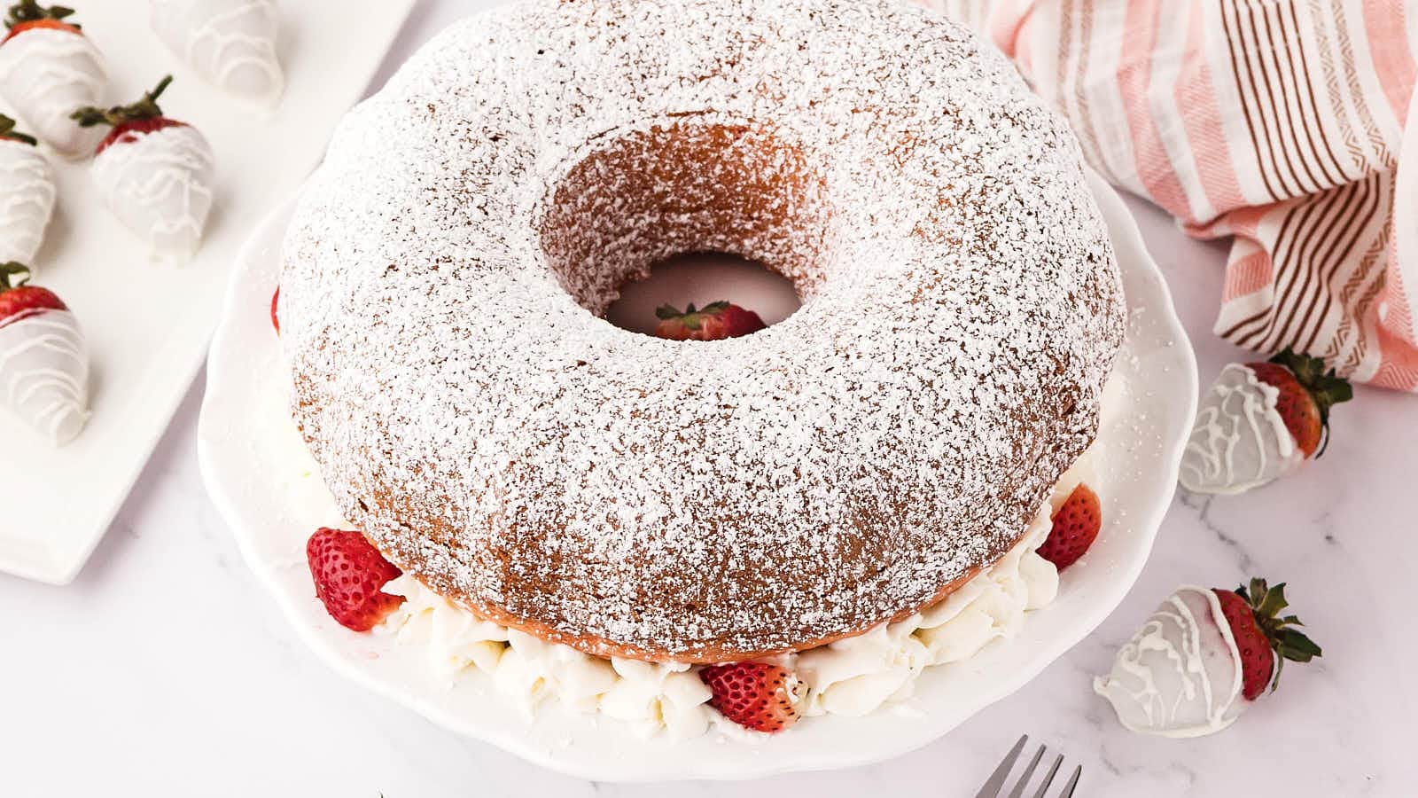 Strawberry Bundt Cake recipe by Cheerful Cook.