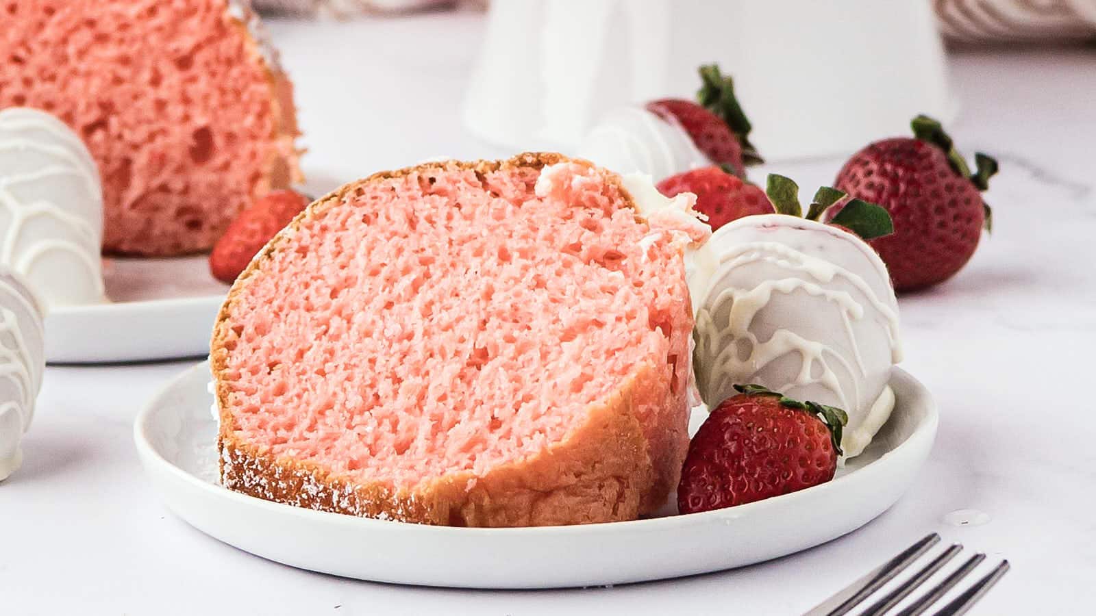 Strawberry Bundt Cake recipe by Cheerful Cook.