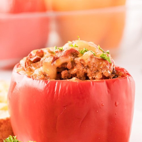 Close up of a Stuffed Peppers.