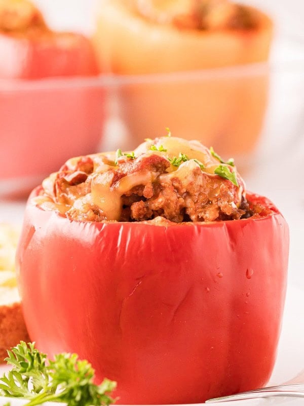 Close up of a Stuffed Peppers.