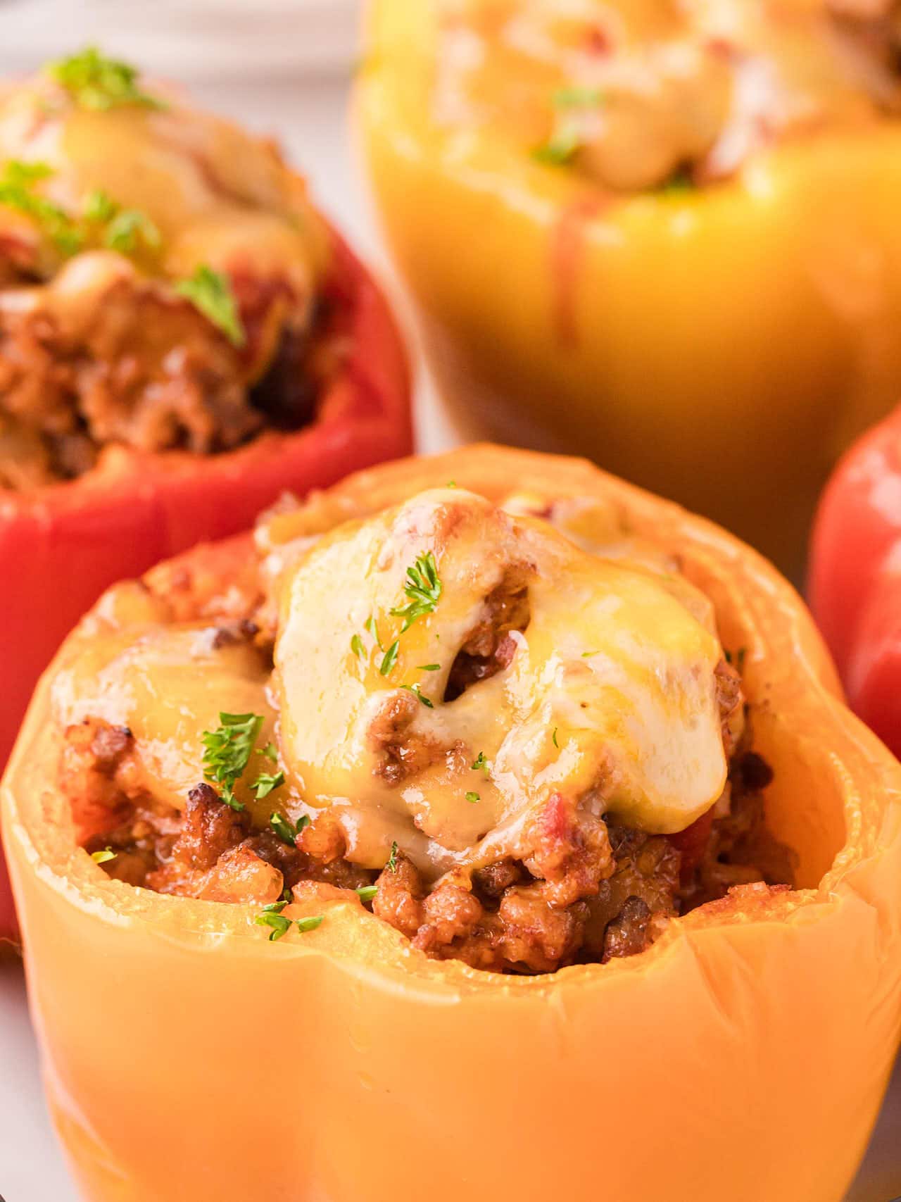 Four Stuffed Peppers fresh out of the oven.
