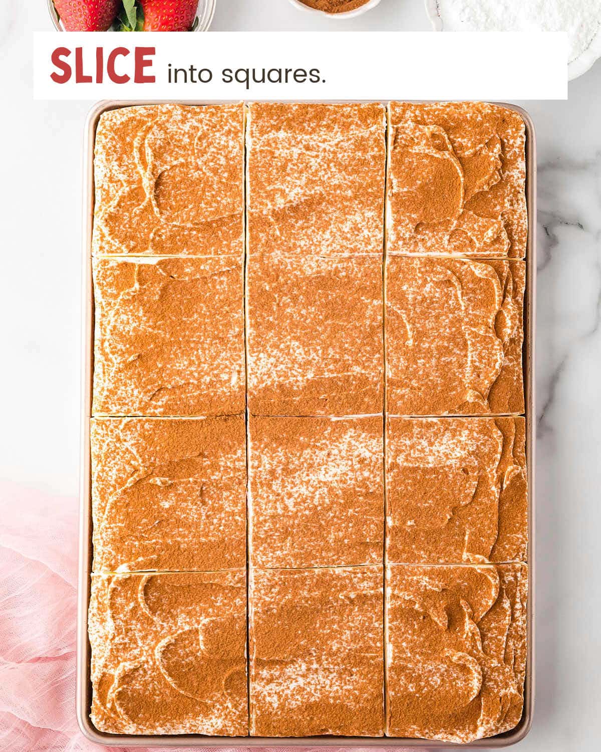 Tres Leches Cake cut into slices.