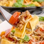 A forkful of Italian Drunken Noodles.